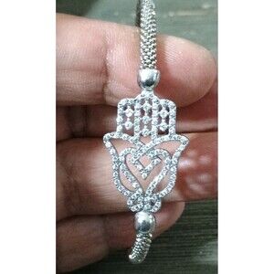 Dyadema Hamsa 925 Sterling Silver Italy Crystal Bangle Bracelet